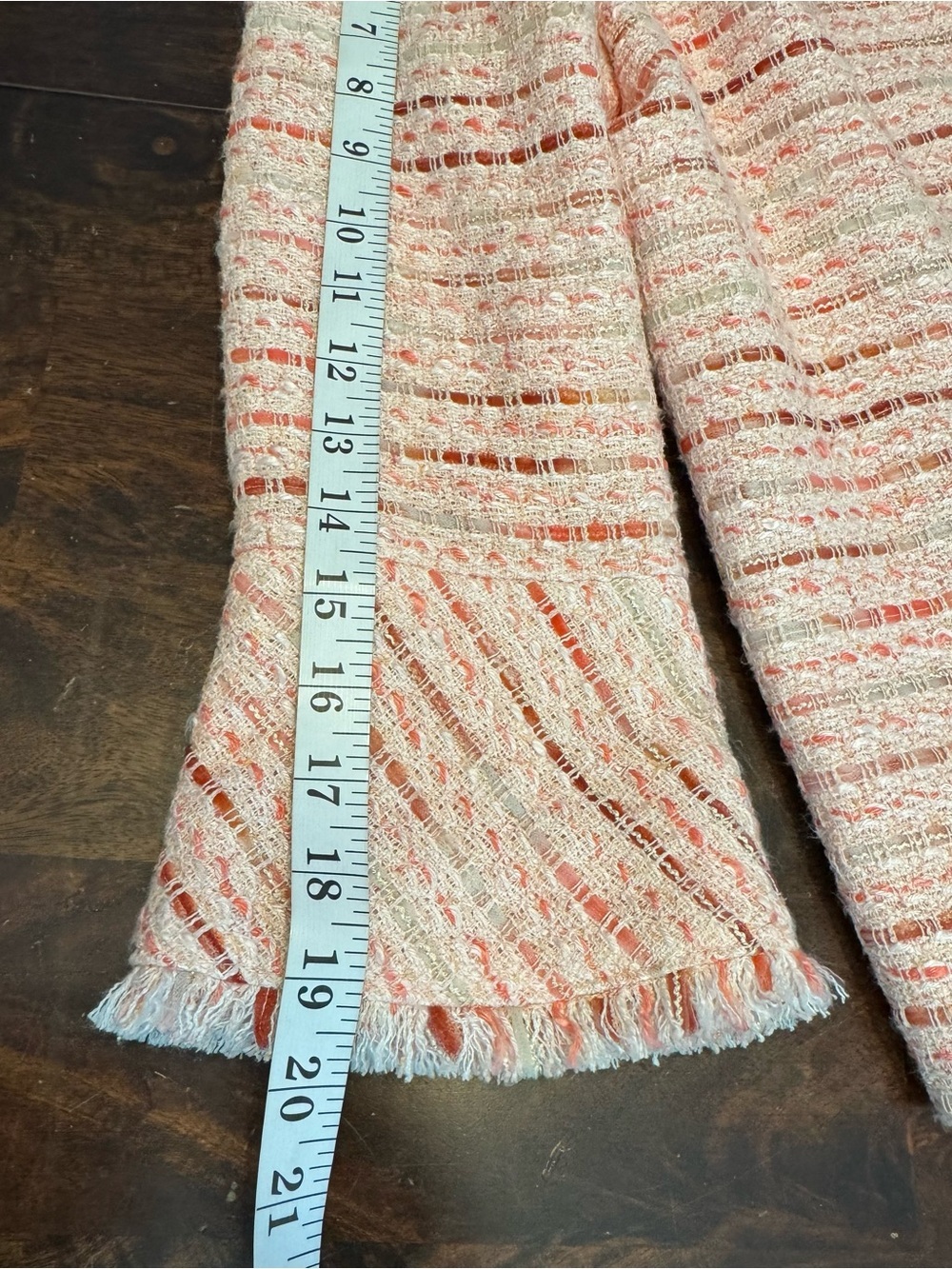 LAFAYETTE 148 Petal Pink Tweed Fringe Edge Lined Blazer Jacket Sz 8 - Picture 7 of 10